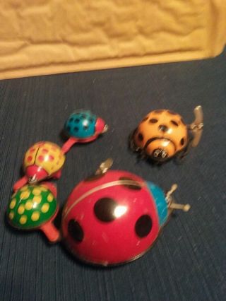 Vintage Tin Lady Bug Wind - Up Toys