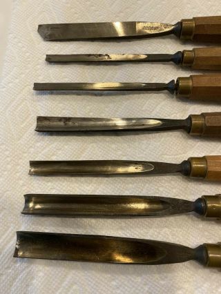 7 Vintage Henry Taylor Acorn Brand Carving Chisels,  Environmental/condition Issue