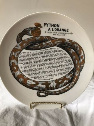 Python A L’orange Fornasetti Recipe Plate For Fleming Joffe Milano Italy Rare