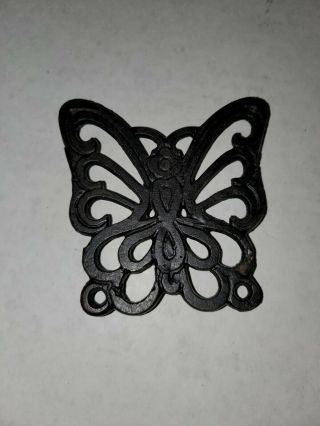 Vintage Cast Iron Butterfly Trivet Hot Plate 3.  5 " X 3.  5 " Marked Taiwan