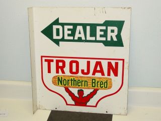 Vintage Trojan Dealer Seed Flange Sign,  Agriculture,  Northern Bred
