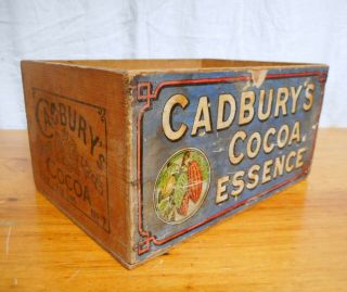 Antique English Advertising Wood Box / Crate Cadbury 