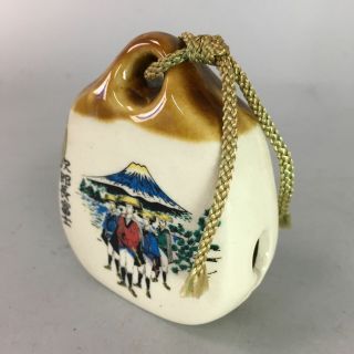 Japanese Clay Bell Dorei Pottery Ceramic White Mt Fuji Lucky Charm Pottery Dr211