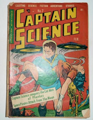 Vintage 1951 Comic Book Vol.  1 2 Captain Science Cat Men Of Phoebus