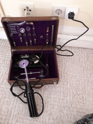 Vintage Violet Ray Machine Solidor 9 Wands High Frequency