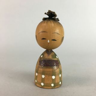 Japanese Kokeshi Doll Vtg Wood Carving Figurine Kimono Child Bobblehead Kf178