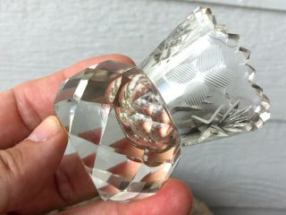 Vintage Bohemia Diamond Cut Crystal Pineapple Prism Etched Toothpick Holder
