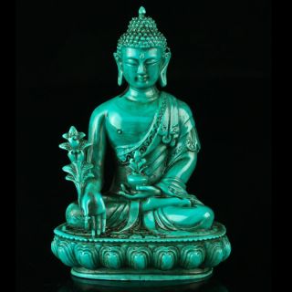 Chinese Turquoise Hand - Carved Kwan - Yin Buddha Statue R4026`b