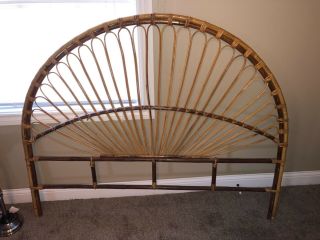Vintage Rattan Caned Headboard Queen Size