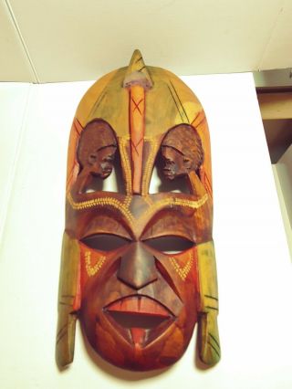 Masai Tribal Wedding/friendship Mask Hand Carved Wooden Made In Kenya