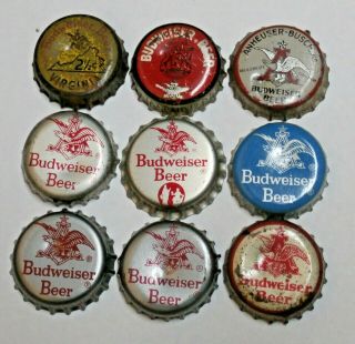 9 Diff - Budweiser Cork Beer Bottle Caps - St.  Louis,  Missouri