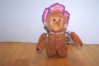 Antique Vintage Metal Wind Up Toy Fur Monkey 5 " Missing Hands Cute Tlc