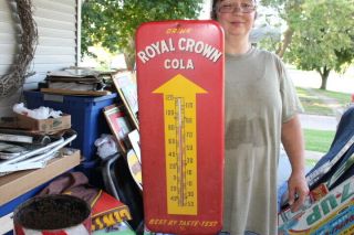 Large Vintage 1952 Rc Royal Crown Cola Soda Pop 26 " Metal Thermometer Sign