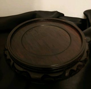 Vintage Chinese Carved Wood Vase/Bowl Stand Diam.  6.  