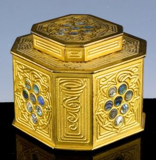 Rarec1910 Tiffany Studios York 1157 Abalone Dore Gold Gilt Bronze Inkwell