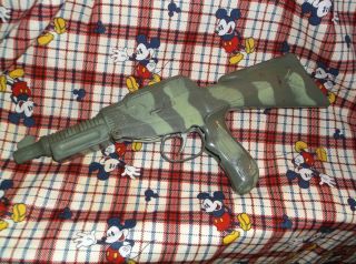 Vintage 1960s Marx Green Plastic Toy Army Cap Gun In Played With