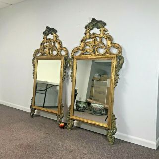 Large 20th C Italian Carved Rococo Style Mirror 64 " Tall