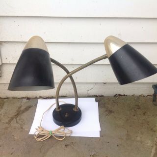 Vtg Eames Era Mcm Double Gooseneck Table Or Wall Lamp Light Fixture