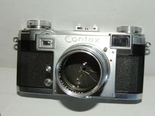 Vintage Zeiss Ikon Contax Camera W/ Sonnar 1:1.  5 F=50mm Opton Nr 1046091 Lens