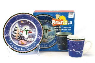 Starbucks Coffee Milk & Cookies Bear Treat For Santa Plate And Cup Set Bearista