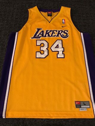 Vintage Nike Los Angeles Lakers Shaquille O’neal Swingman Jersey Mens L,  2 Gold
