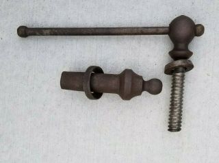 Cleaned Antique Vintage Blacksmith Post Vise Tool Screw And Handle Mechanism
