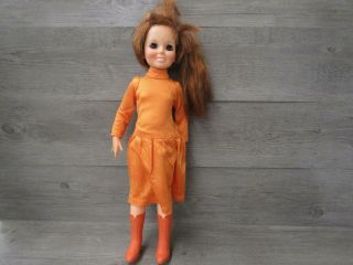 Vintage Chrissy Doll Ideal Toy Corp 1971 Orange Dress Rubber Boots