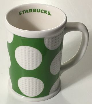 Starbucks 2007 Golf Ball Green And White Dimpled 16 Oz Large Coffee Mug Cup