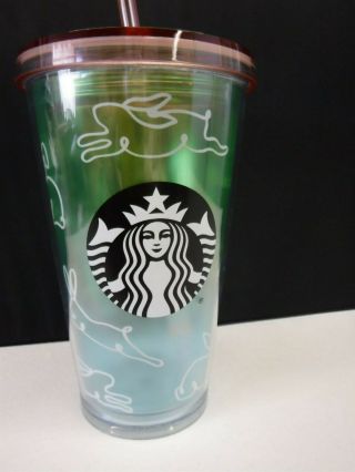 Starbucks Easter Bunny Ombre Tumbler Travel Cold Cup Straw 16 Fl Oz A17094