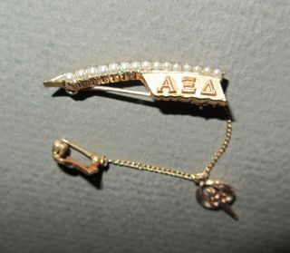 ΑΕΔ Alpha Xi Delta Vintage 10k Gold & Pearls Pin Sorority
