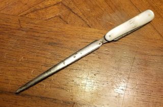 Vtg Rare Robeson Shuredge Mother Of Pearl Mop Letter Opener Knife Antique