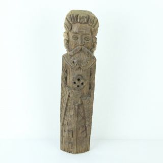 Vintage Carved Wood Wall Hanging Figurine Medieval Saint Priest Idol Catholic 12