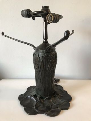 Vintage Tiffany Style Bronze Tree Trunk Lamp Base - French Art Nouveau Antique