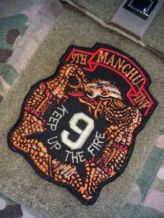 Us Army 9th Infantry Regiment Manchu Keep Up The Fire Patch W/hook (a316)