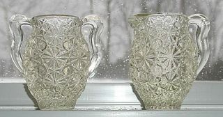 2 Clear Glass Daisy Button Toothpick Holders Pitcher & Urn