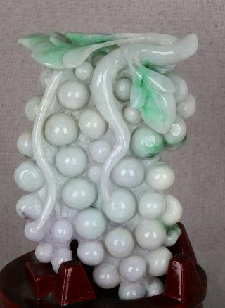 Certified 2 Color Natural Jade Jadeite Statue Sculpture Grape 葡萄 R070462