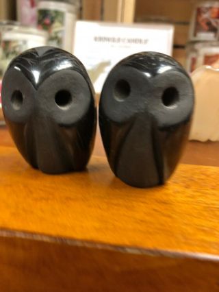 Two Vtg Merton Sisneros Santa Clara Native American Pueblo Pottery Owl Sculpture