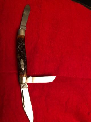 Vintage Kabar 1100 U.  S.  A.  3 Blade (stockman) Pocket Knife With Stag Scales