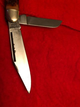 Vintage Kabar 1100 U.  S.  A.  3 Blade (Stockman) Pocket Knife With Stag Scales 2