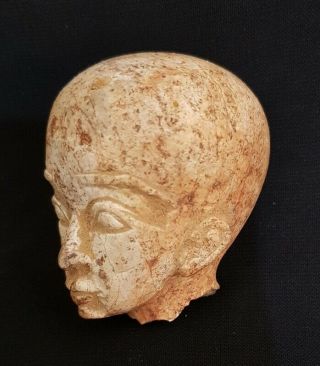Unique Egyptian Antique Head Mummy Ancient Stone Rare Figurine Sculpture