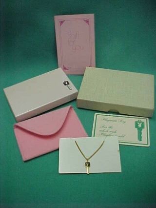 Vintage 1975 Playboy Playmate Club Key Necklace Gift Set & Rules Card & Boxes