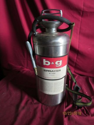 Vintage B&g 3500s Stainless Steel Pump Pesticide Sprayer 3 1/3 Gallon