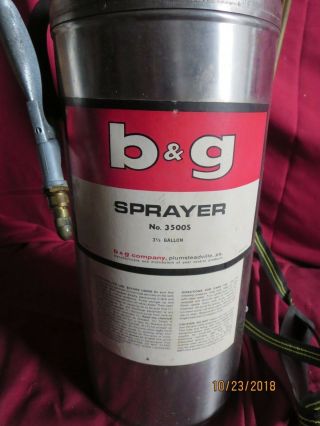 Vintage B&G 3500S Stainless steel pump pesticide Sprayer 3 1/3 gallon 2