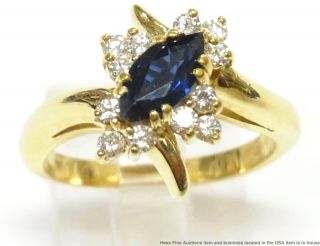 Heavy 18k Gold Diamond 0.  70ct Natural Sapphire Ring Numbered Hi Quality Vintage