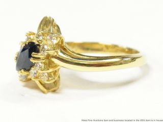 Heavy 18k Gold Diamond 0.  70ct Natural Sapphire Ring Numbered Hi Quality Vintage 2