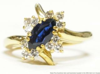 Heavy 18k Gold Diamond 0.  70ct Natural Sapphire Ring Numbered Hi Quality Vintage 3