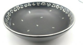 Emilia Castillo Signed/dated 7 " Black Soup/salad Bowl Silver Dragonfly Inlay