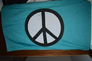 Vintage Peace Sign Flag Hippie Groovy Greenpeace