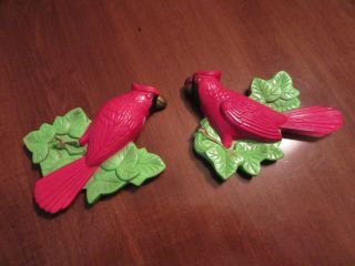Vintage Set Of Ceramic Cardinal Bird Plaques