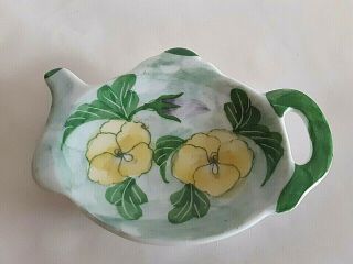 Vintage Teapot Ceramic Porcelain Floral Tea Bag Holder
